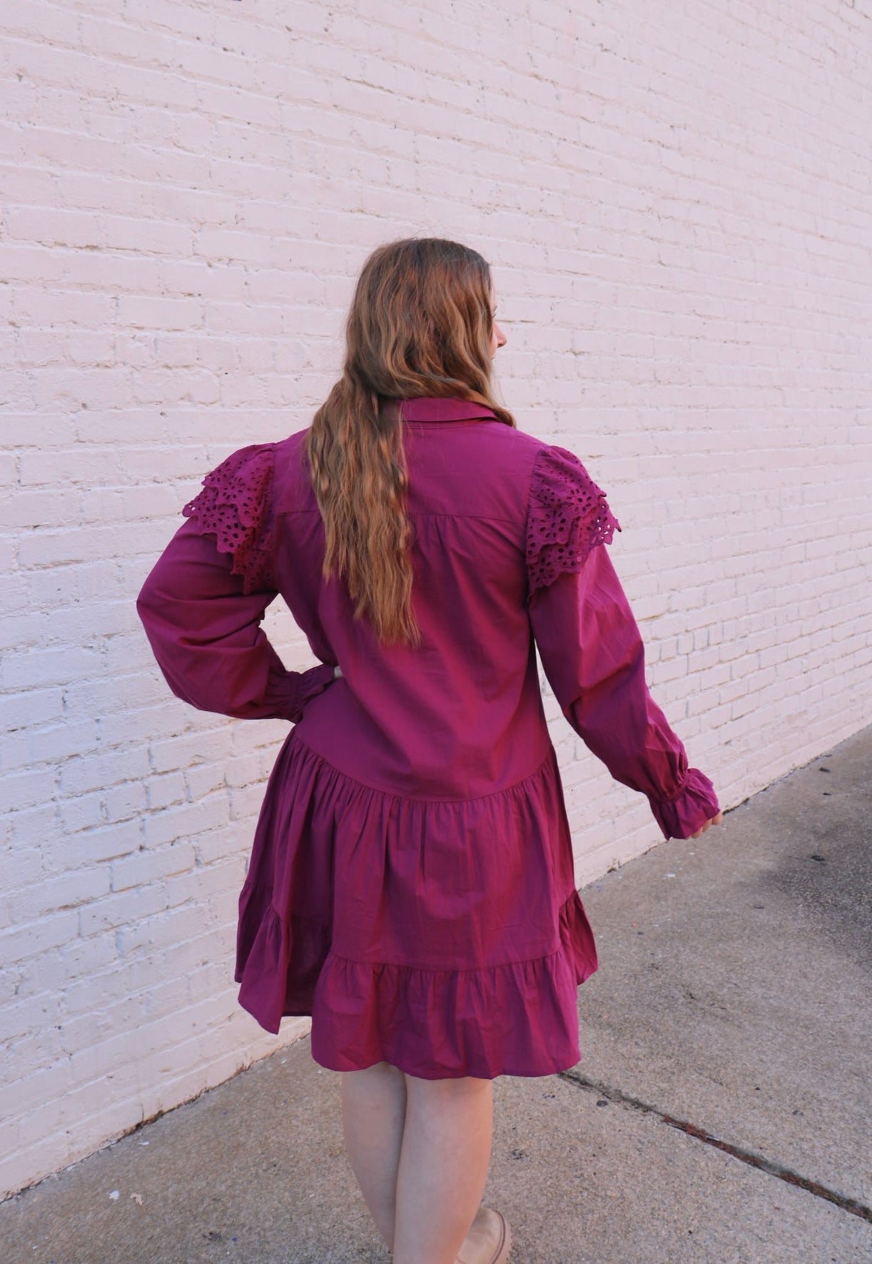 Magenta Long Sleeve Dress image 1
