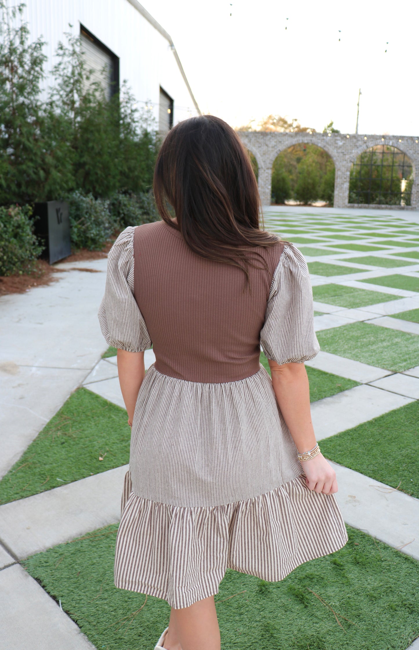 Striped Puff Sleeve Dress - Plus image 2