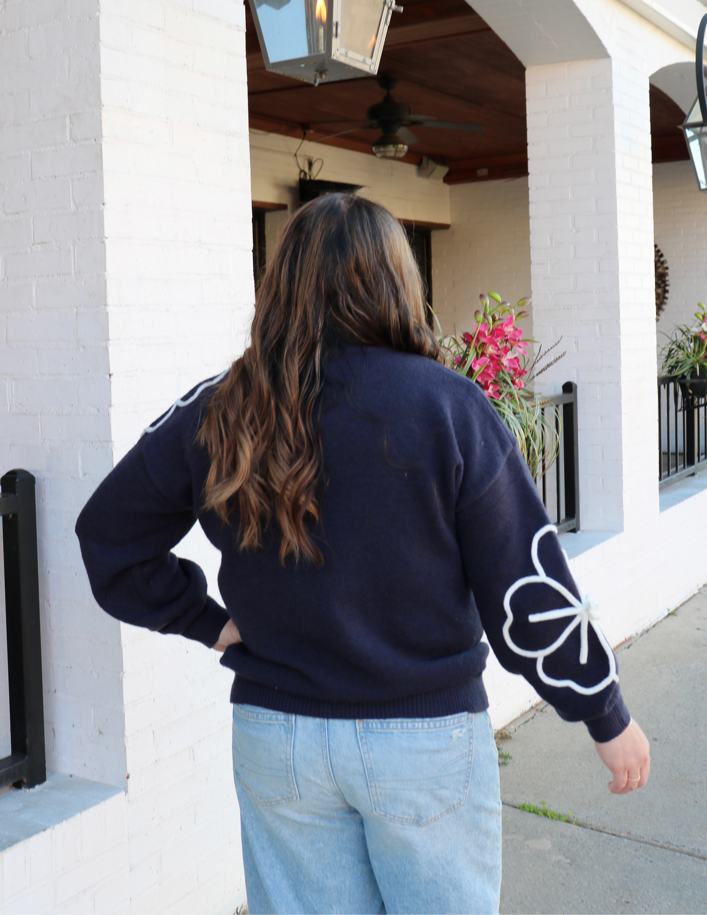 Navy Embellished Sweater image 1