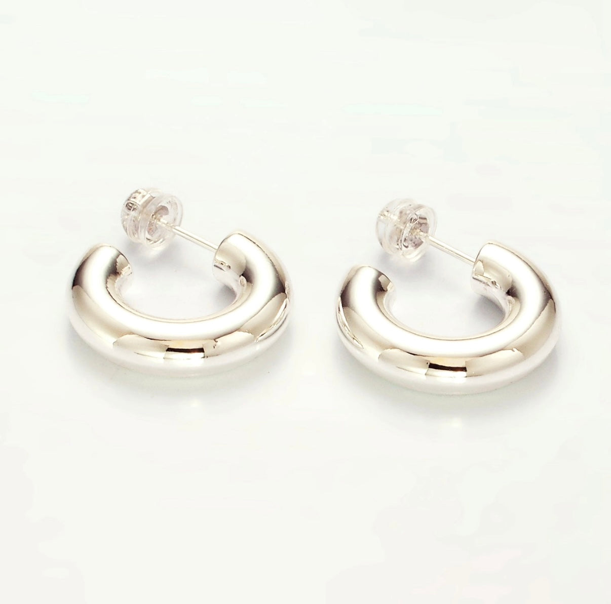 Lightweight silver croissant stud earrings image 0