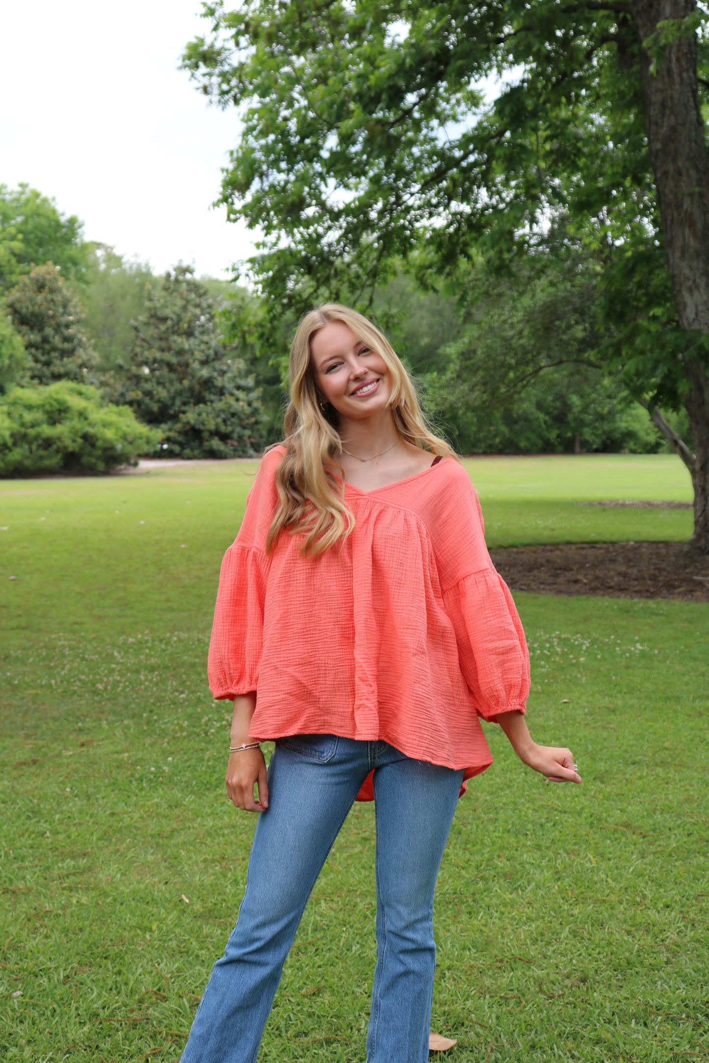 V-Neck Tangerine Top image 1