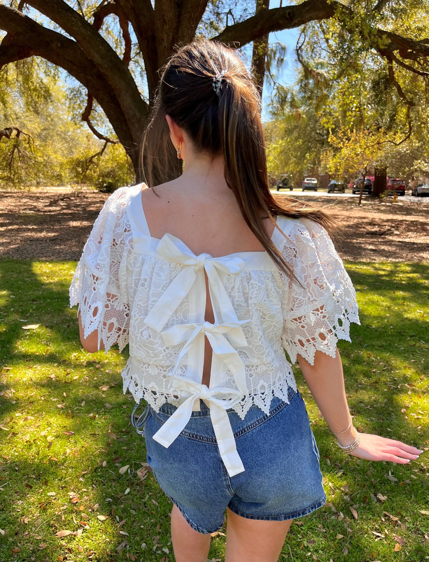 Square Neck Lace Top image 1