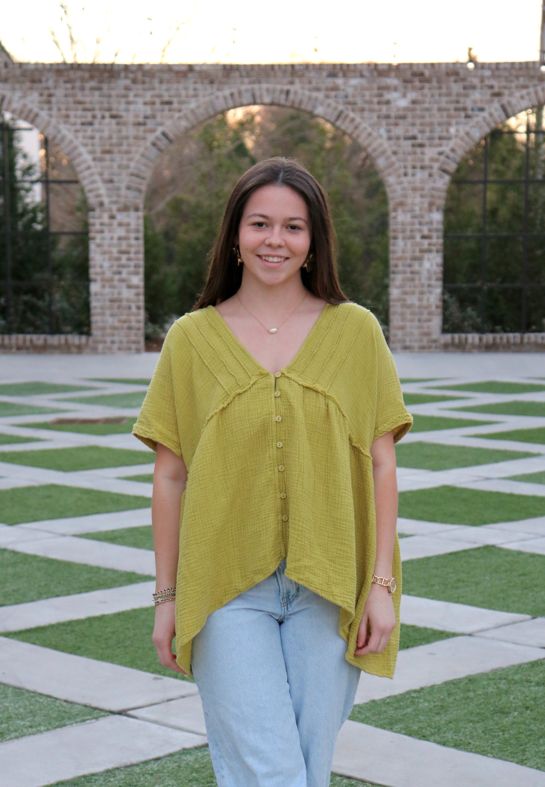 Gauze Button Front Top image 0