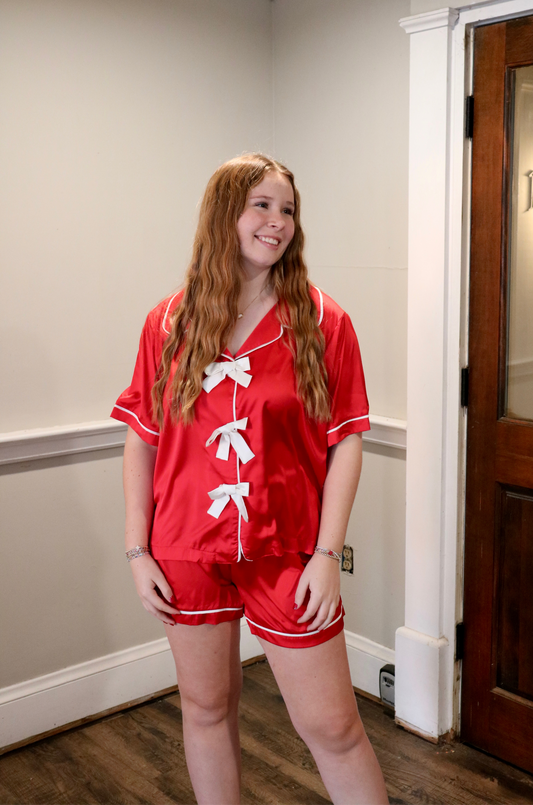 Red Satin Pajama Set image 0