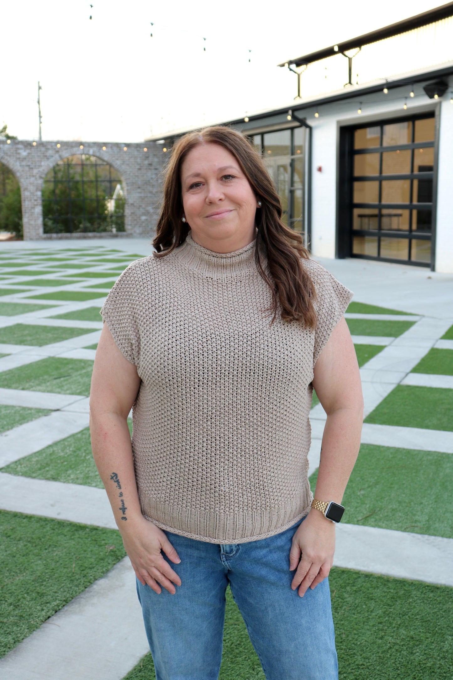 Knit Short Sleeve Sweater - Mocha image 0