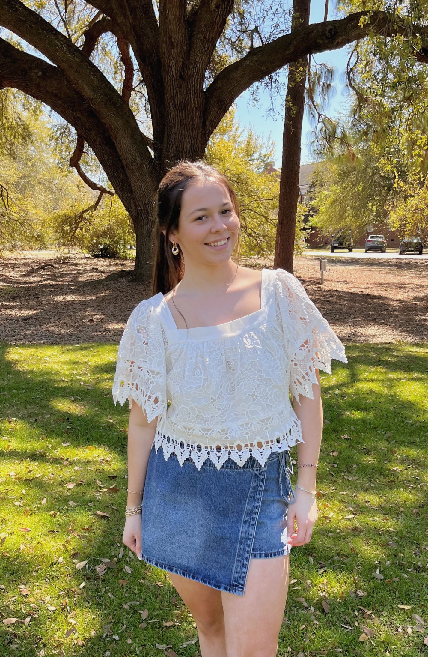 Square Neck Lace Top image 0