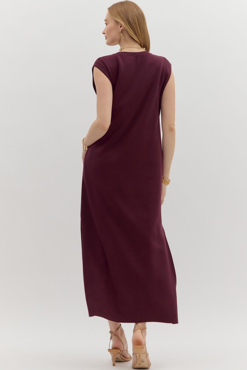 Wine Midi Dress with pockets image 1