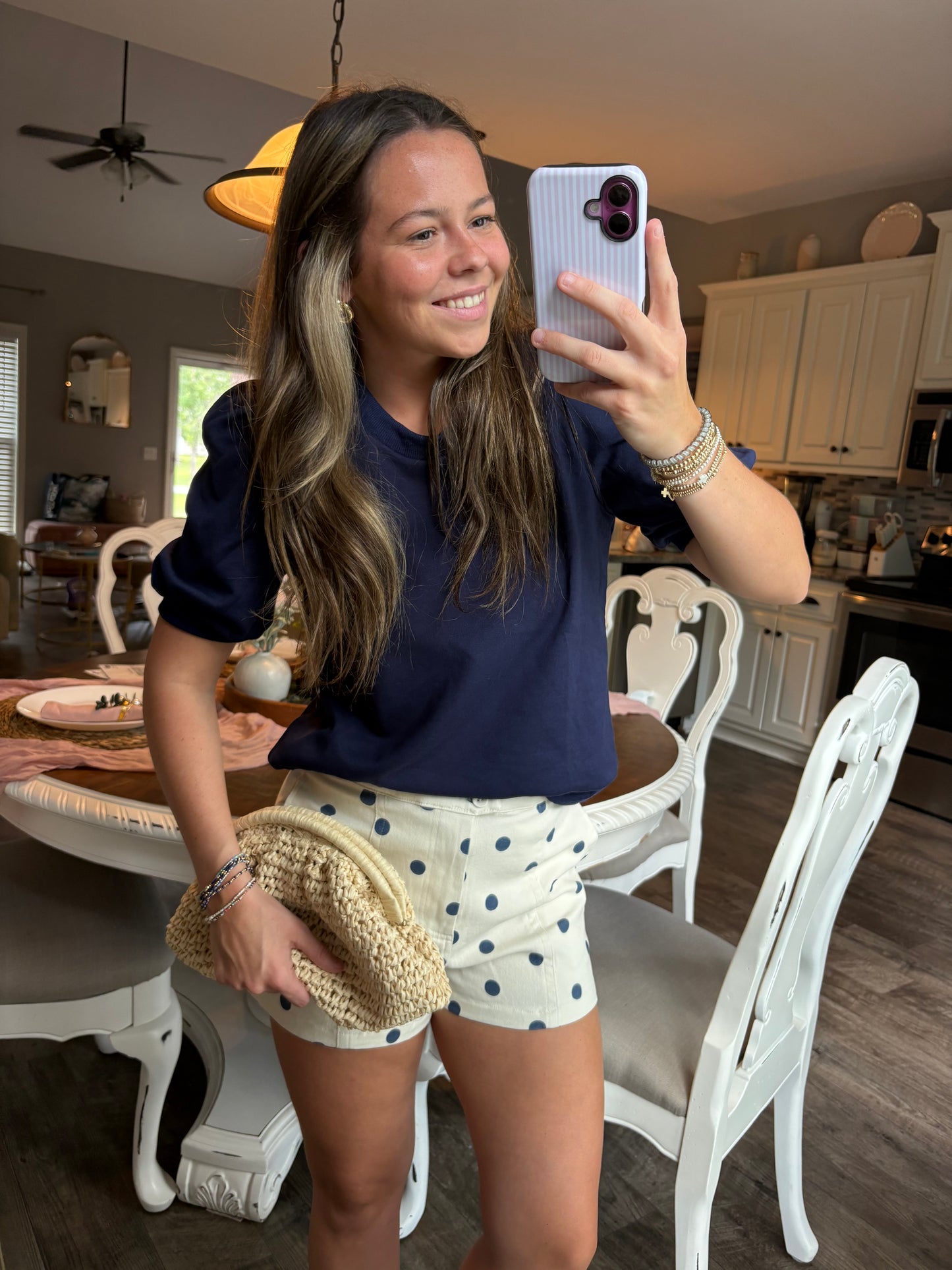 Polka Dot Denim Shorts