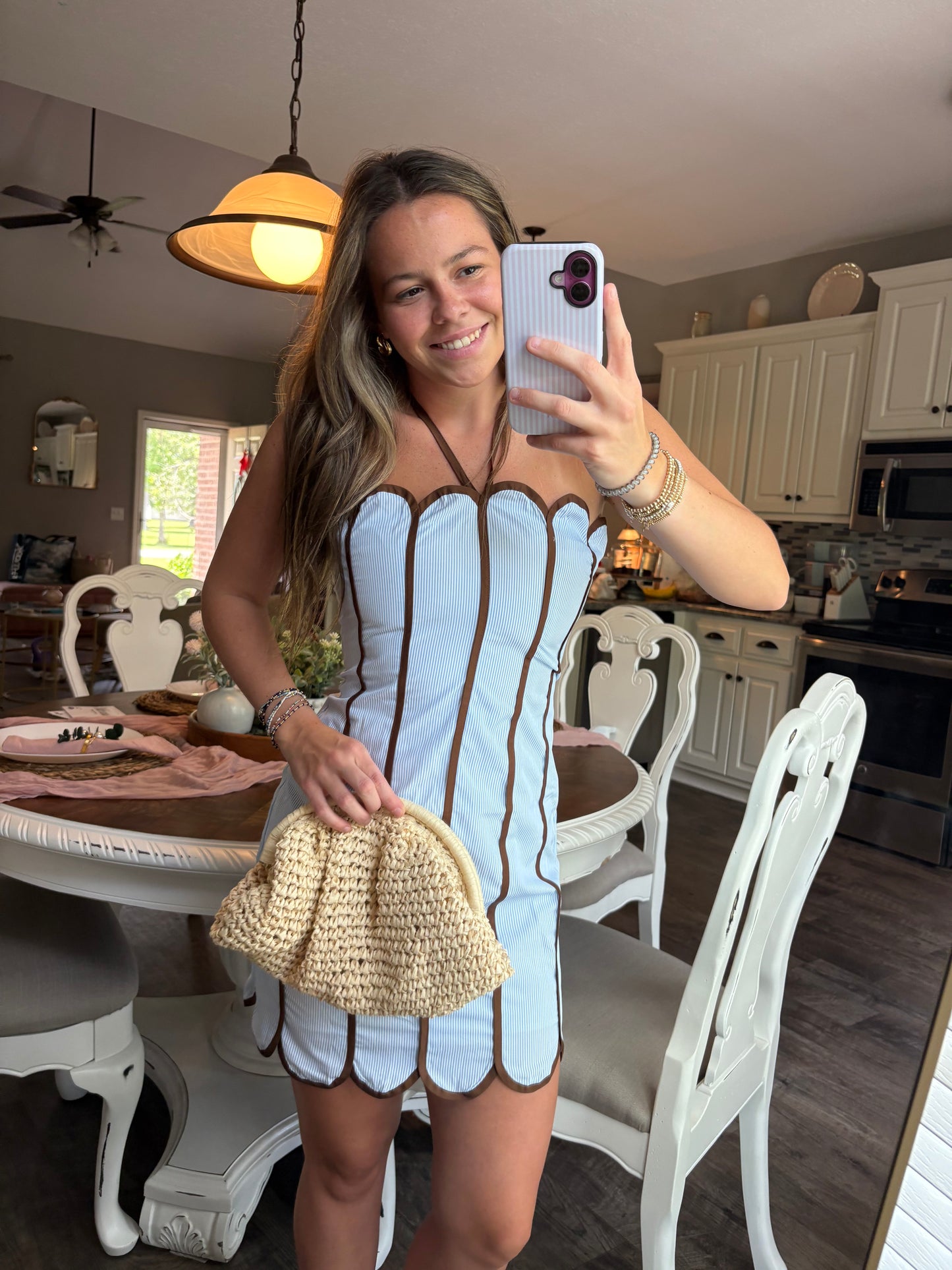 Scalloped Halter Mini Dress