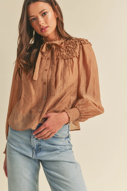 Ruffle Balloon Sleeve Top
