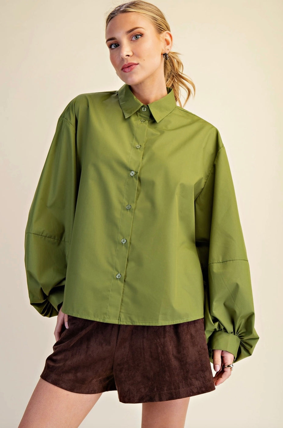 Puff Sleeve Button Down Shirt