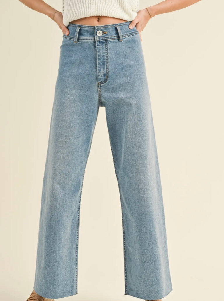 Straight Wide Leg Denim Pants