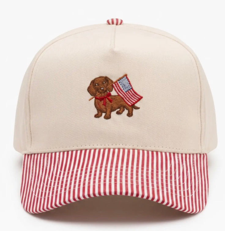 Dachshund Striped Brim Trucker Hat