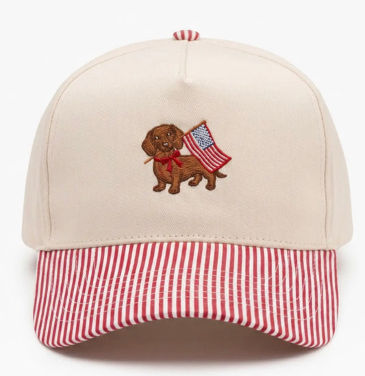 Dachshund Striped Brim Trucker Hat
