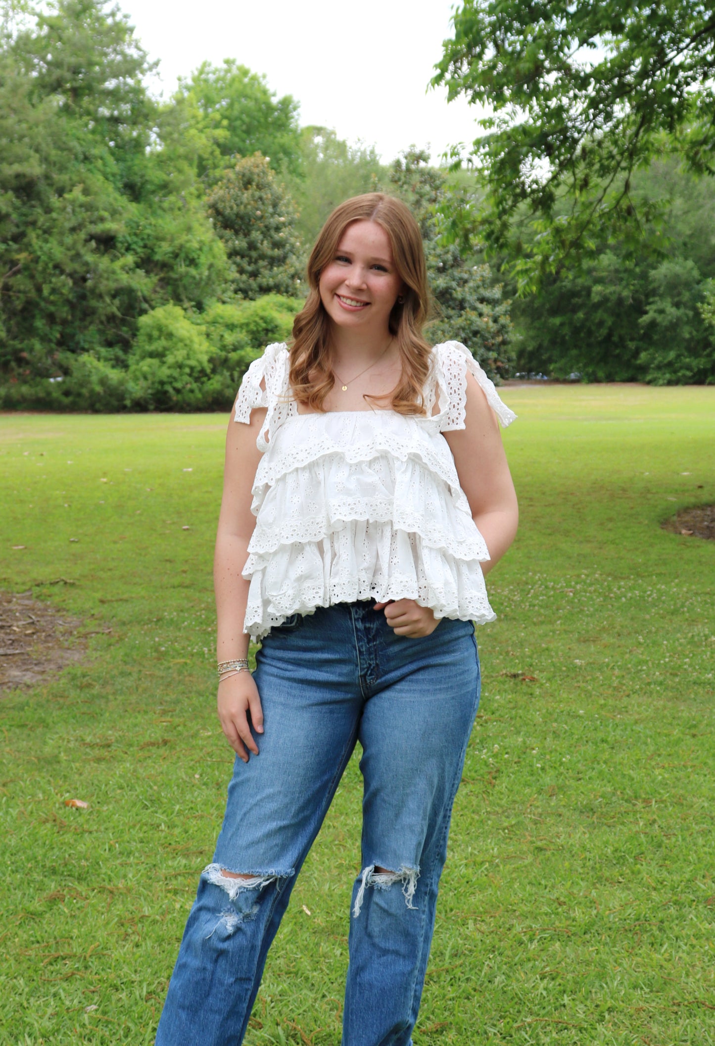 Embroidered White Top image 0