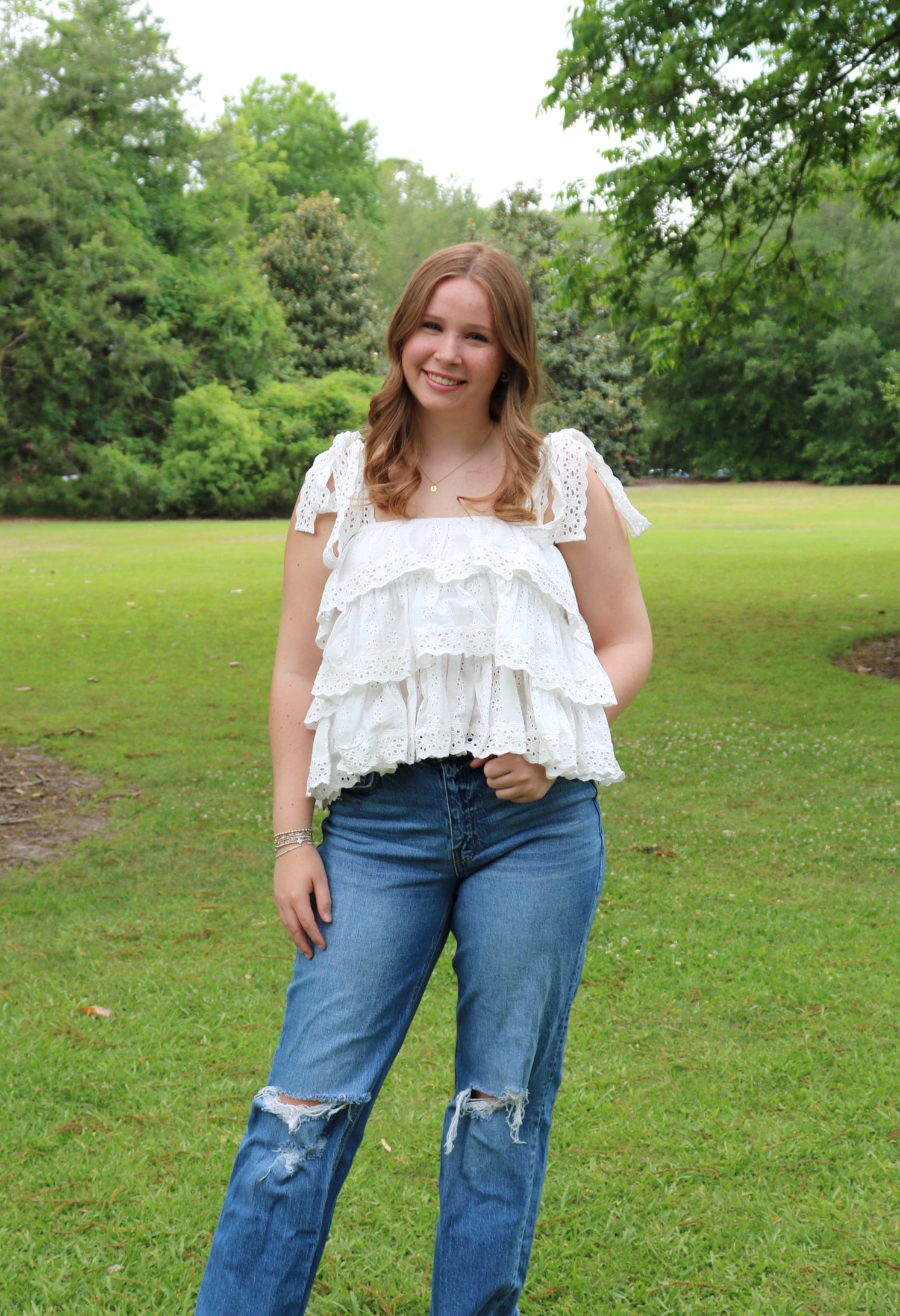Embroidered White Top image 0