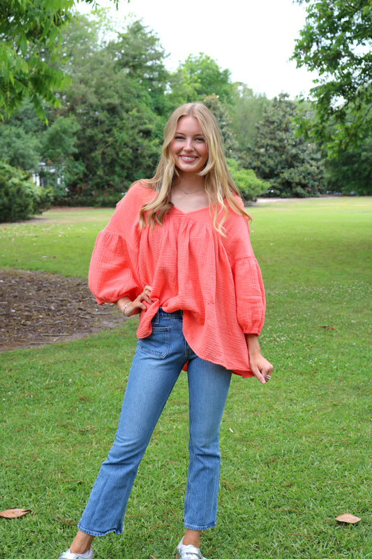 V-Neck Tangerine Top image 0