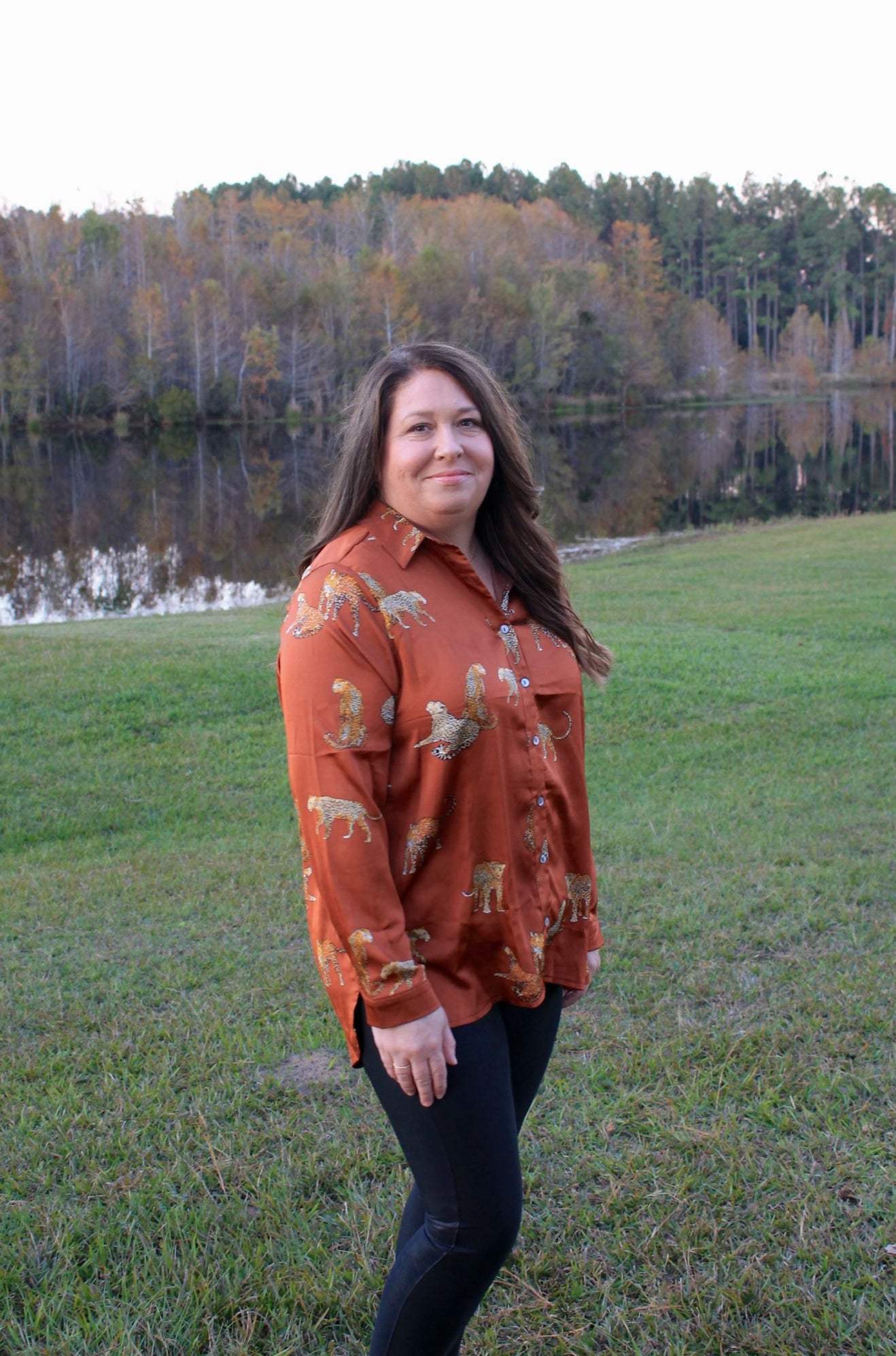 Satin Animal Print Blouse image 0