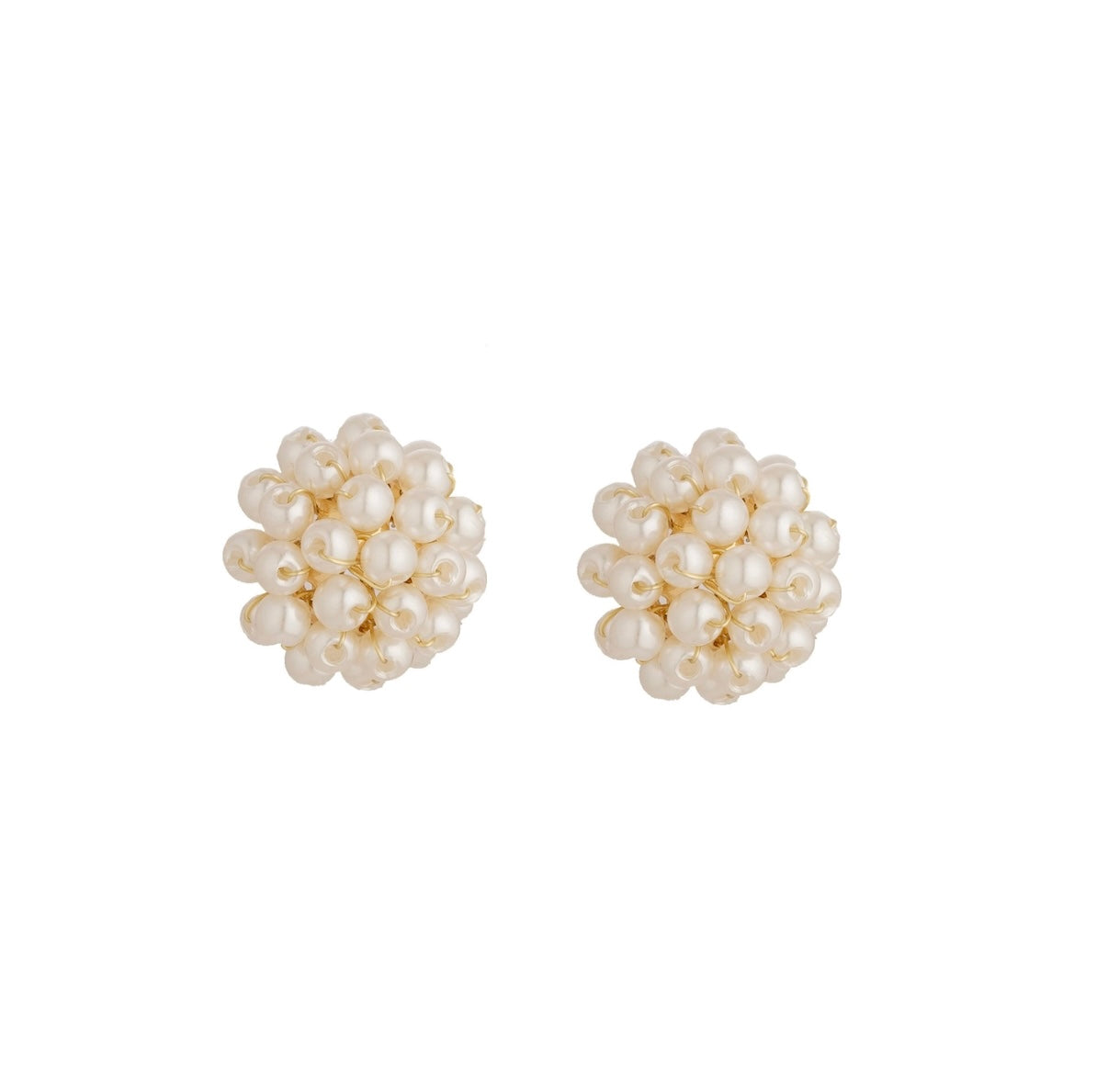 Dainty white beaded stud earrings image 0
