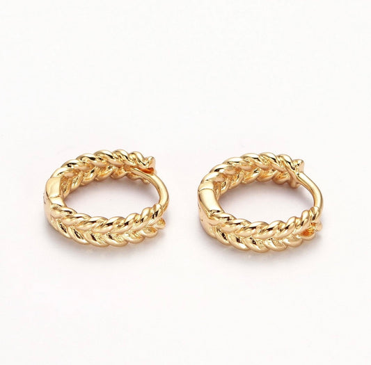 Braided wheat gold huggie hoops image 0