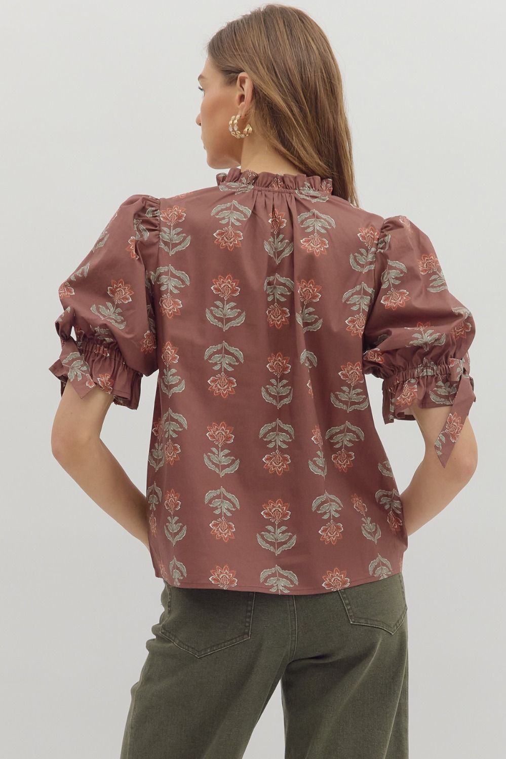 Brown Floral Fall Top image 1