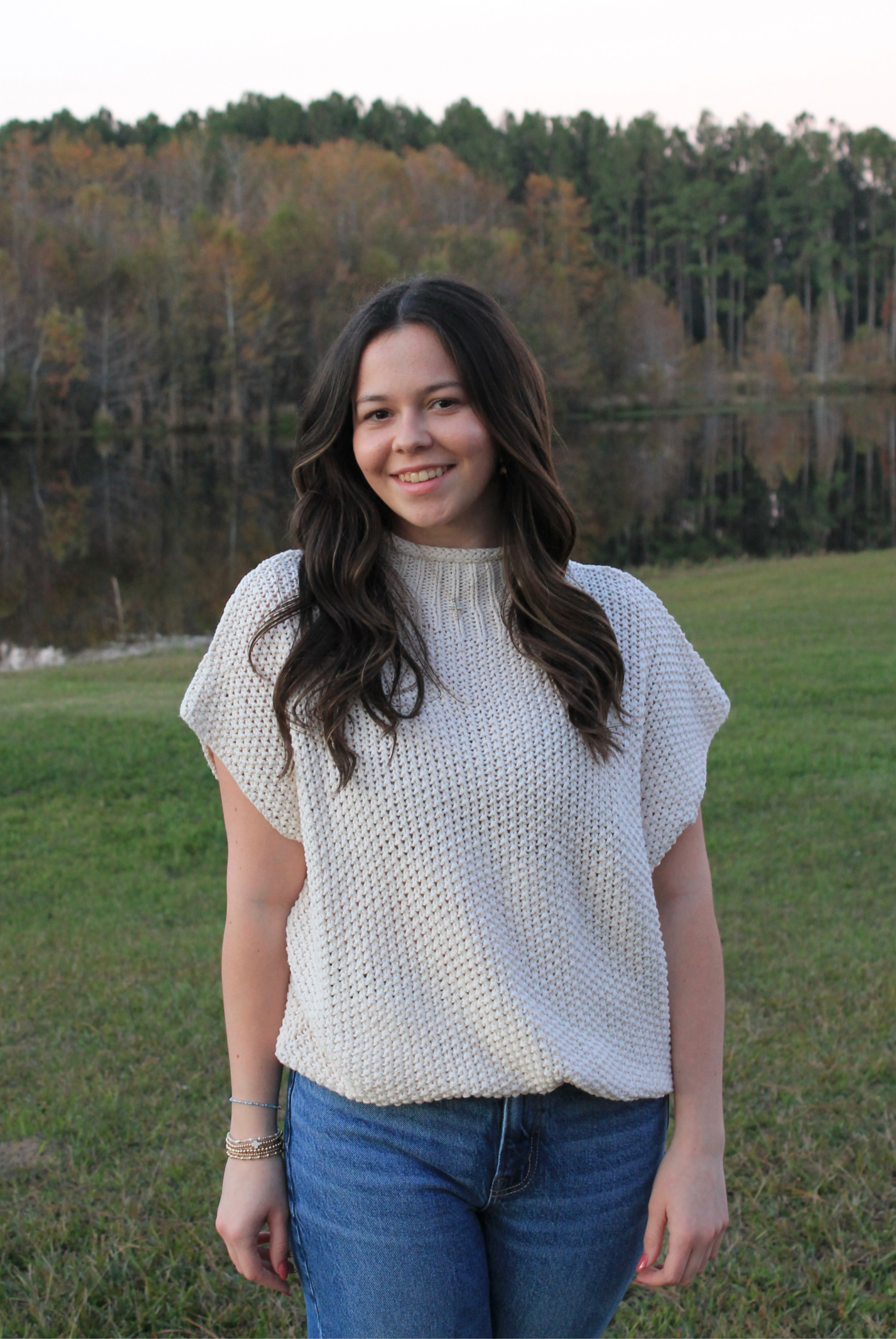 Knit Short Sleeve Sweater - Beige image 0